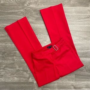 Boston Proper Tomato Red Cotton Belted Bootcut Pants Size 2
